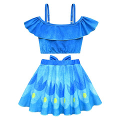 Trolls Band Together Poppy Kids Girls Blue 2 Piece Set Swimsuit Cosplay Costume Outfits Halloween Carnival Suit