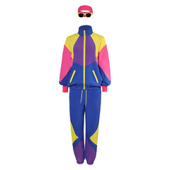 Unisex 80s Blue Retro Sportswear 5 Piece Set Cosplay Outfits Halloween Party Suit