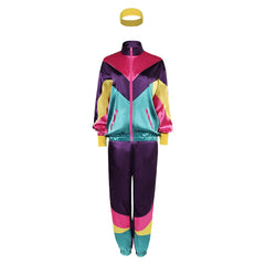 Unisex 80s Purple Sportswear 4 Piece Set Cosplay Outfits Halloween Party Suit