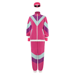 Unisex 80s Rose Pink Sportswear 6 Piece Set Cosplay Outfits Halloween Party Suit