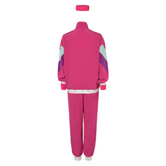 Unisex 80s Rose Pink Sportswear 6 Piece Set Cosplay Outfits Halloween Party Suit