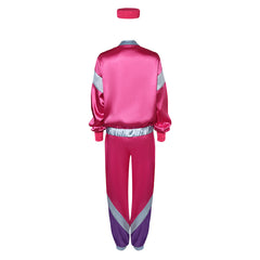 Unisex 80s Rose Red Sportswear 5 Piece Set Cosplay Outfits Halloween Party Suit