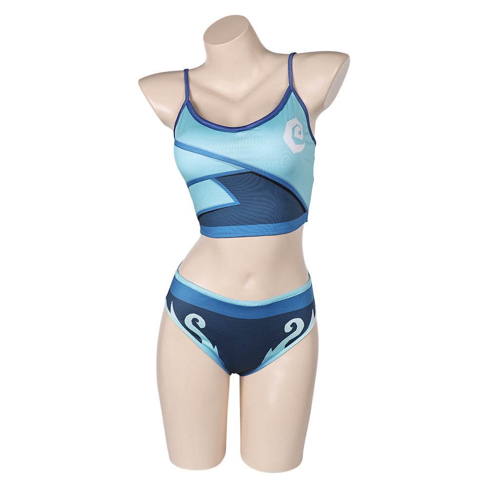 Valorant Jett Blue Printed 2 Piece Bikinis Set Swimsuit Halloween Cosplay Costume Original Design