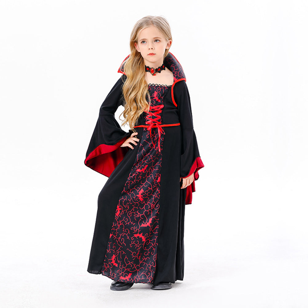 Vampire Cosplay Dress For Little Kids Girls Costume Outfits Halloween Carnival Suit