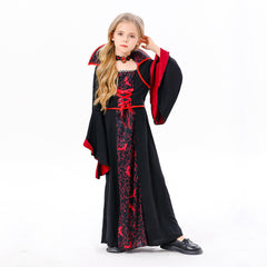 Vampire Cosplay Dress For Little Kids Girls Costume Outfits Halloween Carnival Suit