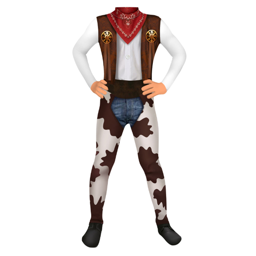 Western Cowboy Cosplay 3D Printed Bodysuit Outfits Halloween Carnival Suit