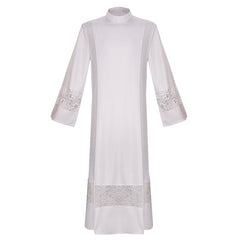 White Sheer Lace Pastor Uniform God Father Robe Cosplay Costume Outfits Halloween Carnival Suit