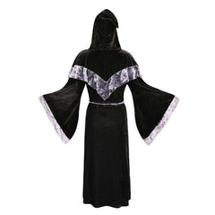 Witch Black Velvet Hooded Robe Cosplay Outfits Halloween Carnival Party Suit