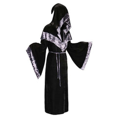 Witch Black Velvet Hooded Robe Cosplay Outfits Halloween Carnival Party Suit