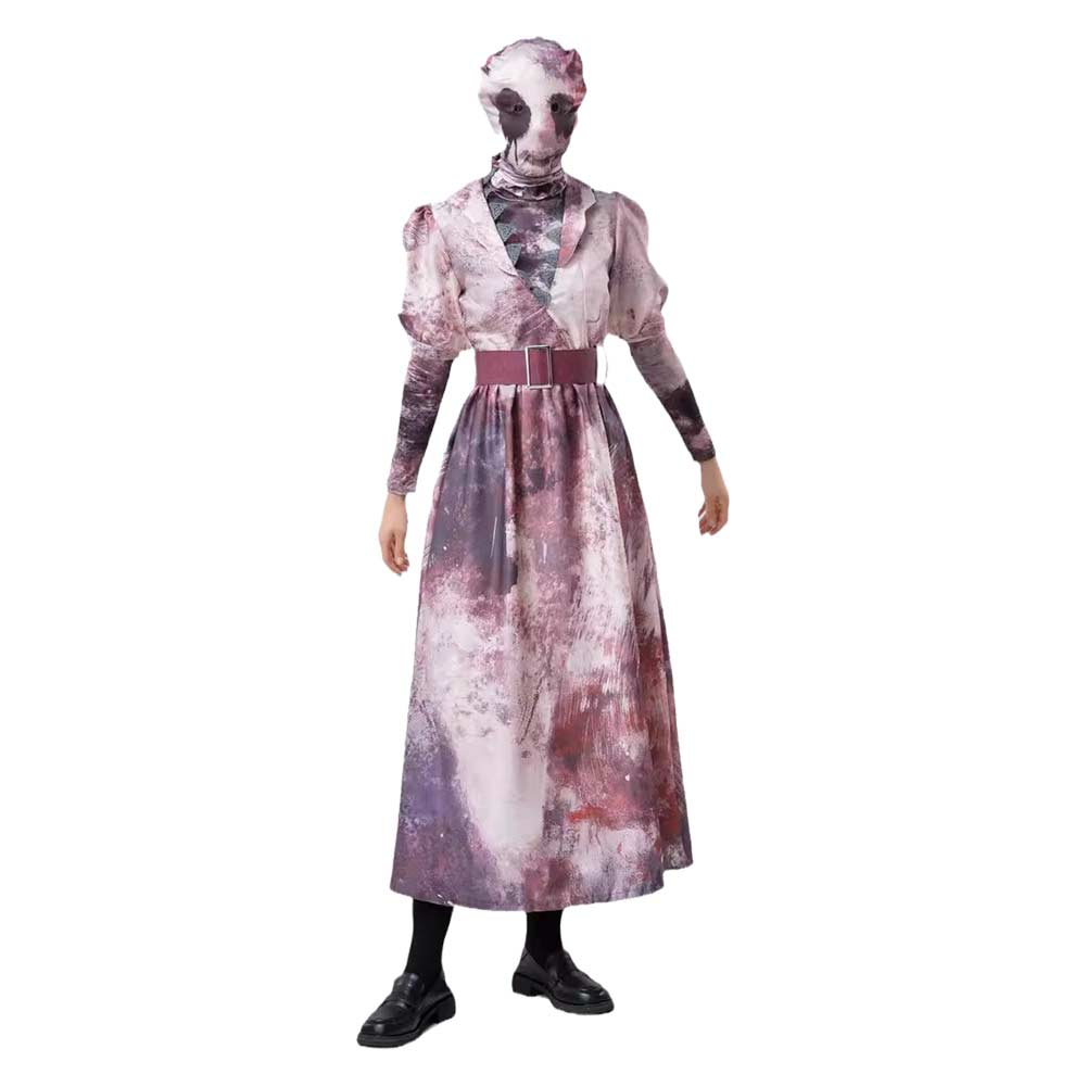 Women Ghost Bride Cosplay Long Dress 5 Piece Set Outfits Halloween Carnival Suit