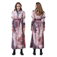 Women Ghost Bride Cosplay Long Dress 5 Piece Set Outfits Halloween Carnival Suit