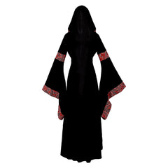 Women Renaissance Cashew Floral Printed Hooded Dress Cosplay Outfits Halloween Carnival Suit