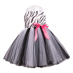 Zebra Kids Girls 5 Piece Tutu Mesh Grey Dress Set Cosplay Costume Outfits Halloween Carnival Suit