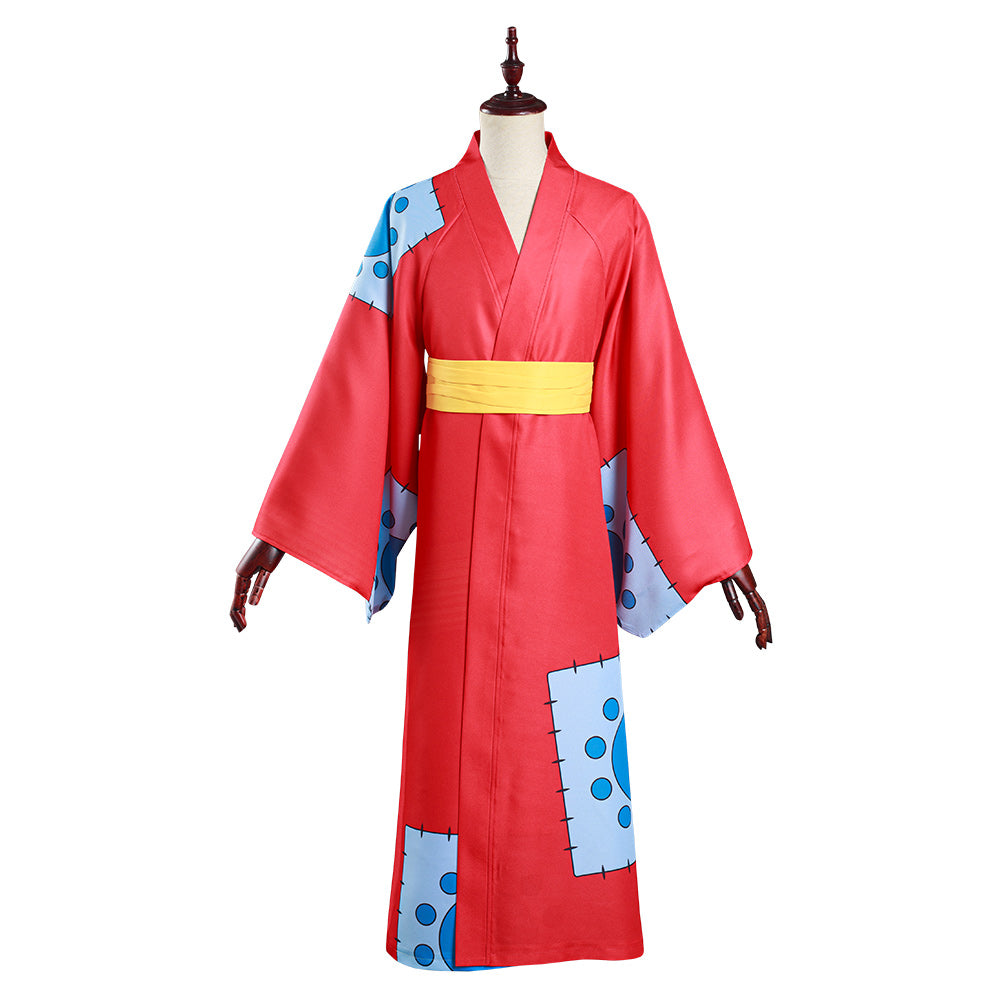 One Piece Wano Country Monkey D. Luffy Cosplay Costume Kimono Fancy Outfit Halloween Carnival Suit - INSWEAR