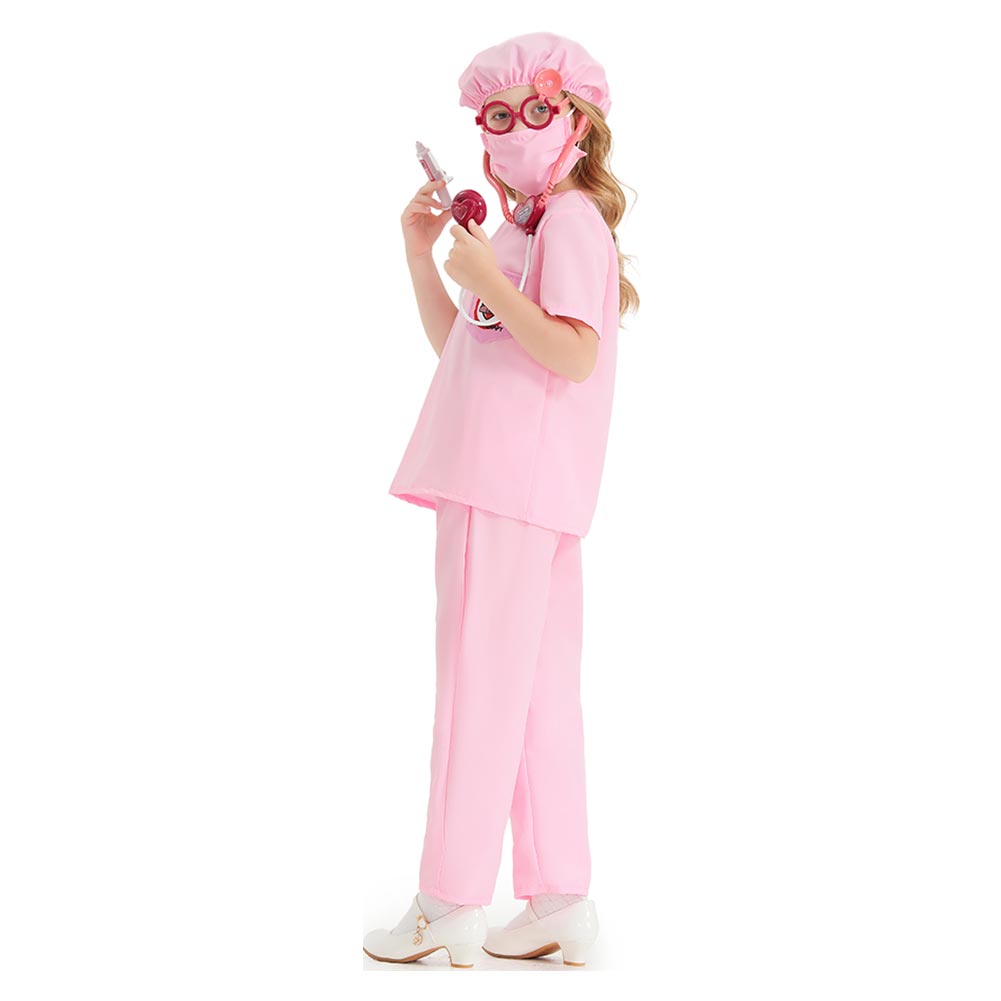 Doctor Pink KIds Cosplay Costume  Kids Pink Clothes Outfits Halloween Carnival Party Disguise Suit