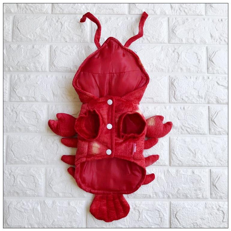 Red Cute Lobster Shape Pet Clothes Cosplay Soft Texture Dogs Hooded Coat Costume Halloween Pets Supplies - INSWEAR