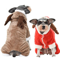 Pet Christmas Clothes Puppy Kitten Winter Warm Clothes Christmas Reindeer Role-playing Funny Dress Up Clothes - INSWEAR