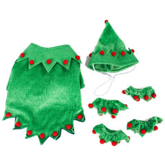 Pet Christmas Clothes Puppy Kitten Winter Warm Clothes Christmas Elf Role-playing Funny Dress Up Clothes - INSWEAR
