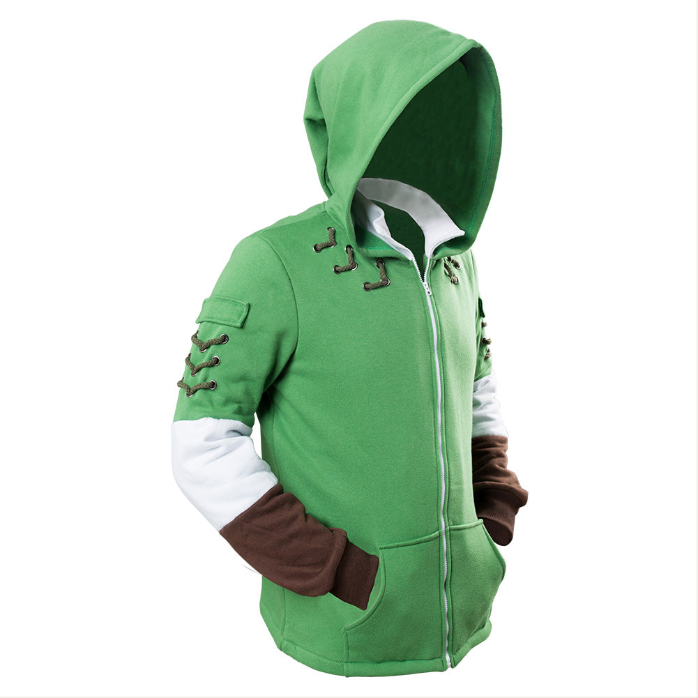 Unisex The Legend of Zelda Link Hooded Hyrule Warriors Zipper Coat Jacket Green - INSWEAR