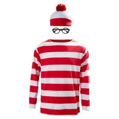 Where‘s Waldo Waldo and Friends Shirt Halloween Cosplay Costume Fancy Carnival Outfits - INSWEAR