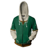 Unisex Link Hoodies The Legend of Zelda Zip Up 3D Print Jacket Sweatshirt Green - INSWEAR
