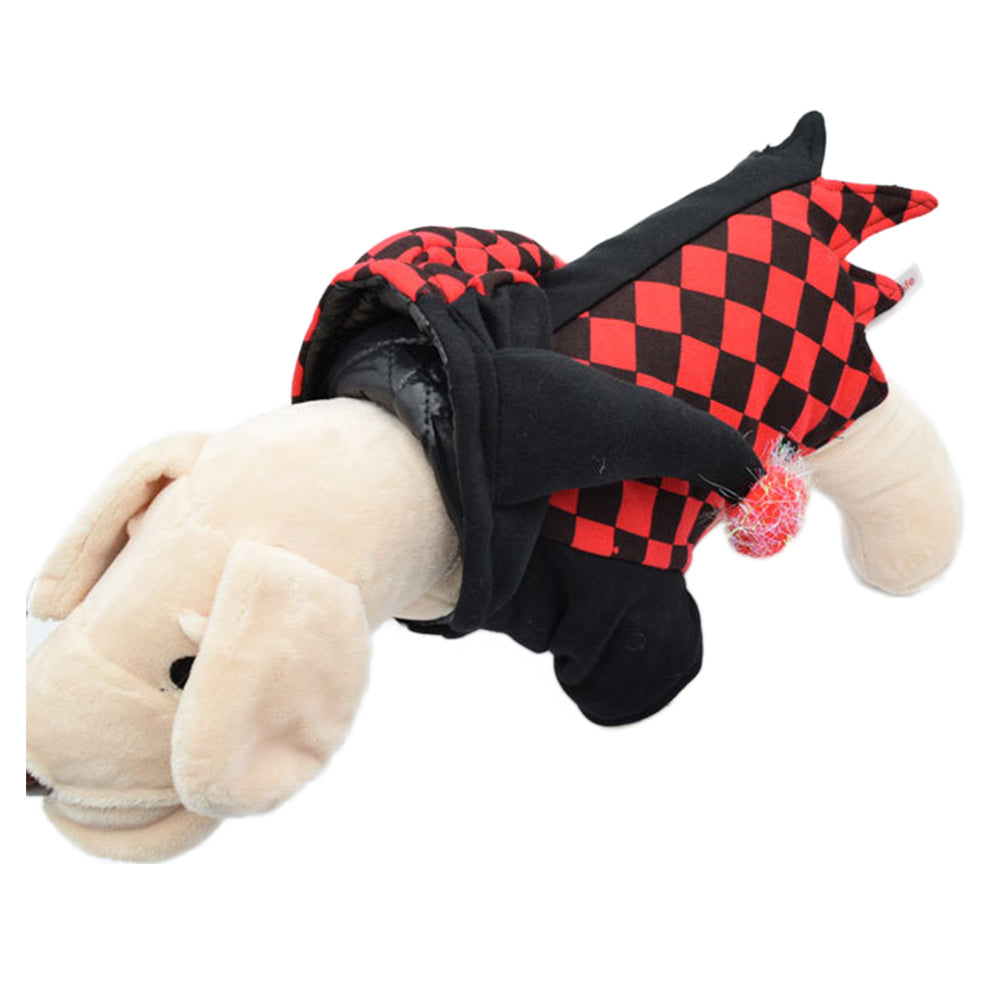 Pet Halloween Cosplay Costume Red and Black Checked Outfit Harley Quinn Clown Cosplay Costume - INSWEAR