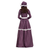 Women American Pioneer Colonial Dress Prairie Costume with Bonnet - INSWEAR