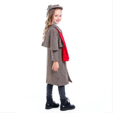 Halloween Girls Boys Holmes Detective Cosplay Costume Coat Victorian Button Down Jacket Outfit - INSWEAR