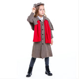 Halloween Girls Boys Holmes Detective Cosplay Costume Coat Victorian Button Down Jacket Outfit - INSWEAR