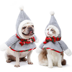 Funny Pet Snowman Transformation Costume Christmas Dog Cat Clothes Hooded Costume Cosplay Dress Up Coat - INSWEAR