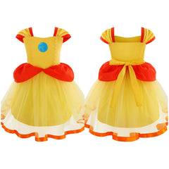 The Super Mario Bros. Daisy Kids Girls Cosplay Costume Dress Halloween Carnival Party Suit