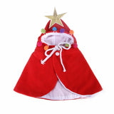 Pet Christmas Costume Puppy Xmas Cloak with Star and Pompoms Cat Dog Santa Hooded Cape Party Cosplay Clothes - INSWEAR