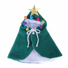 Pet Christmas Costume Puppy Xmas Cloak with Star and Pompoms Cat Dog Santa Hooded Cape Party Cosplay Clothes - INSWEAR