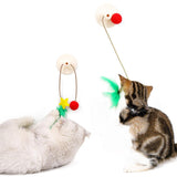 Cat Self Interative Bell Ball Toy Christmas Sucker Funny Cat Stick Elastic Cat Feather Ball Toy Funny Cat Artifact - INSWEAR
