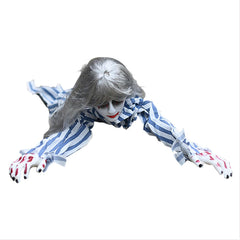 Halloween Crawling Voice-activated Electric Female Ghost with Sickness Suit House Decors Trick Props for Bar Haunted House Secret Room - INSWEAR