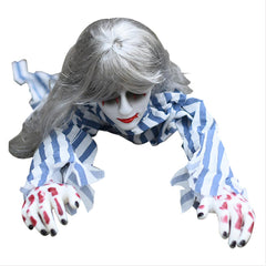 Halloween Crawling Voice-activated Electric Female Ghost with Sickness Suit House Decors Trick Props for Bar Haunted House Secret Room - INSWEAR