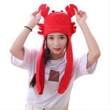 Novelty Funny Crab Hat Headgear Head Cover Animal Plush Cap Halloween Costume Party Photo Props - INSWEAR