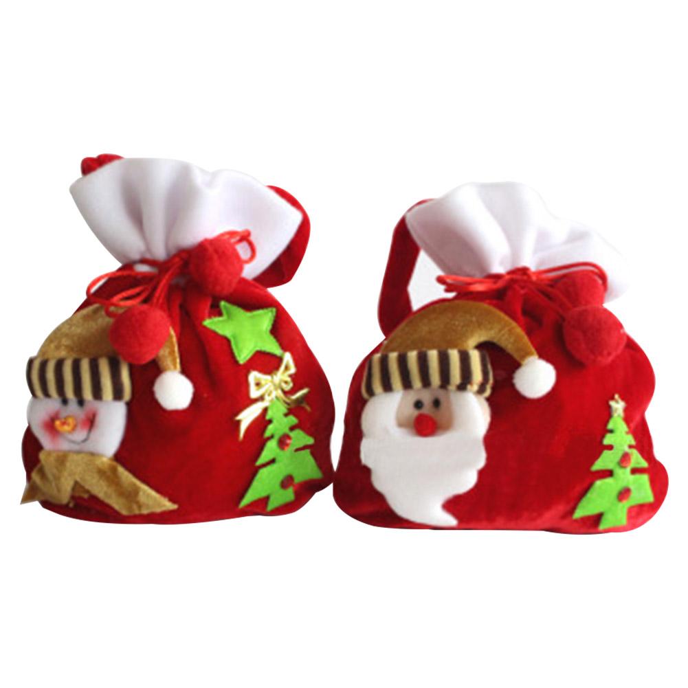 2Pcs Christmas Santa Sack Gift Presents Bag Candy Bags Children Gift Bags Christmas Tree Decoration - INSWEAR