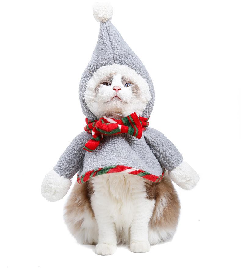 Funny Pet Snowman Transformation Costume Christmas Dog Cat Clothes Hooded Costume Cosplay Dress Up Coat - INSWEAR