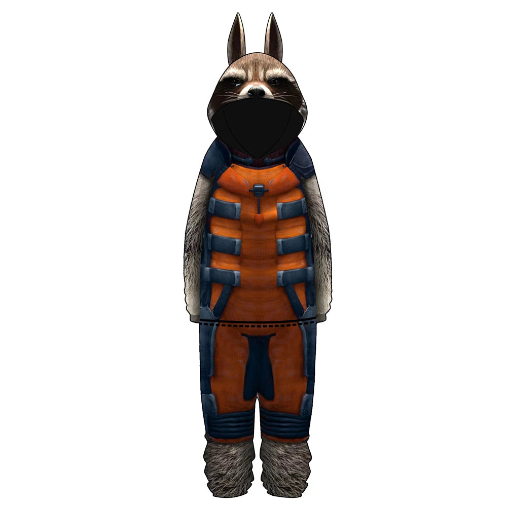 Guardians of the Galaxy 3 Rocket Raccoon  Cosplay Jumpsuit Onesies Rompers Pyjamas Sleepwear Anime 3D Printed Hooded Pajams