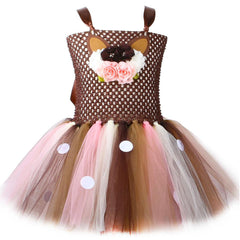 Kids Girls Elk Tutu Dress Christmas Carnival Animal Dress Cosplay Costumes Toddler Deer Outfits