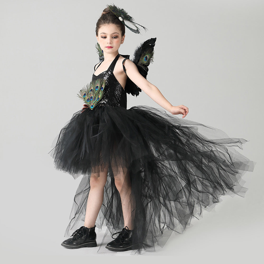 Kids Gilrs Peacock Cosplay Costume Tutu Dress Outfits Halloween Carnival Party Disguise Suit