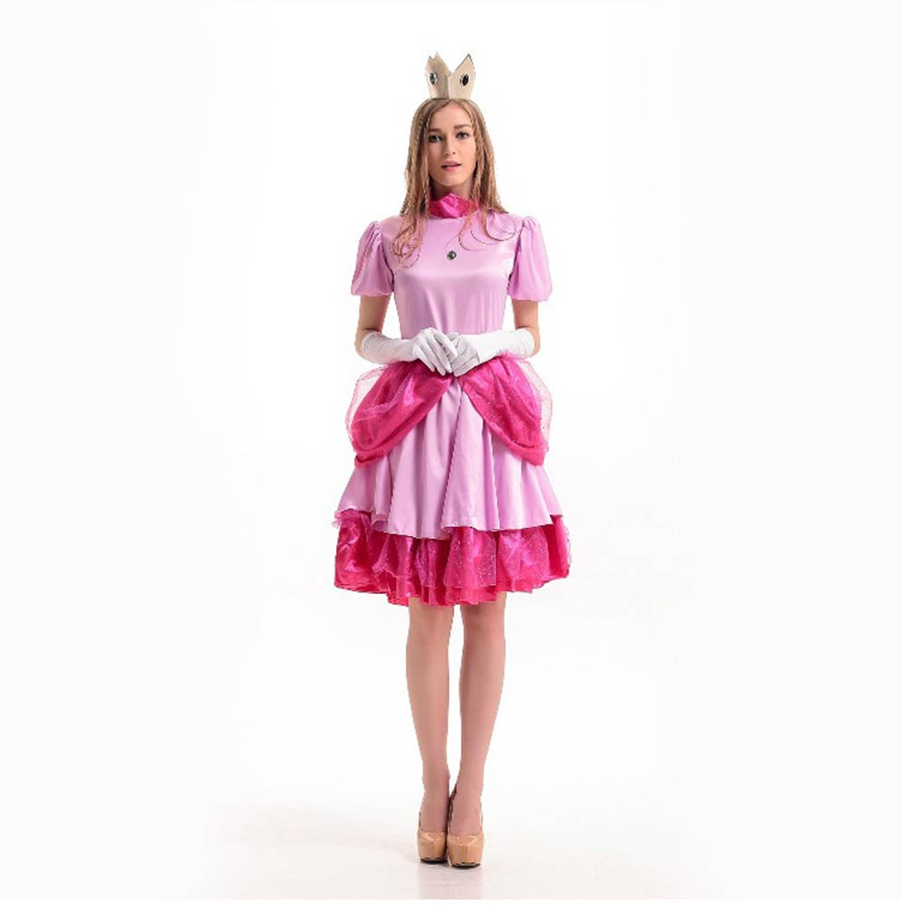 Peach Adult Cosplay Costume Short Dress Outfits Halloween Carnival Party Suit