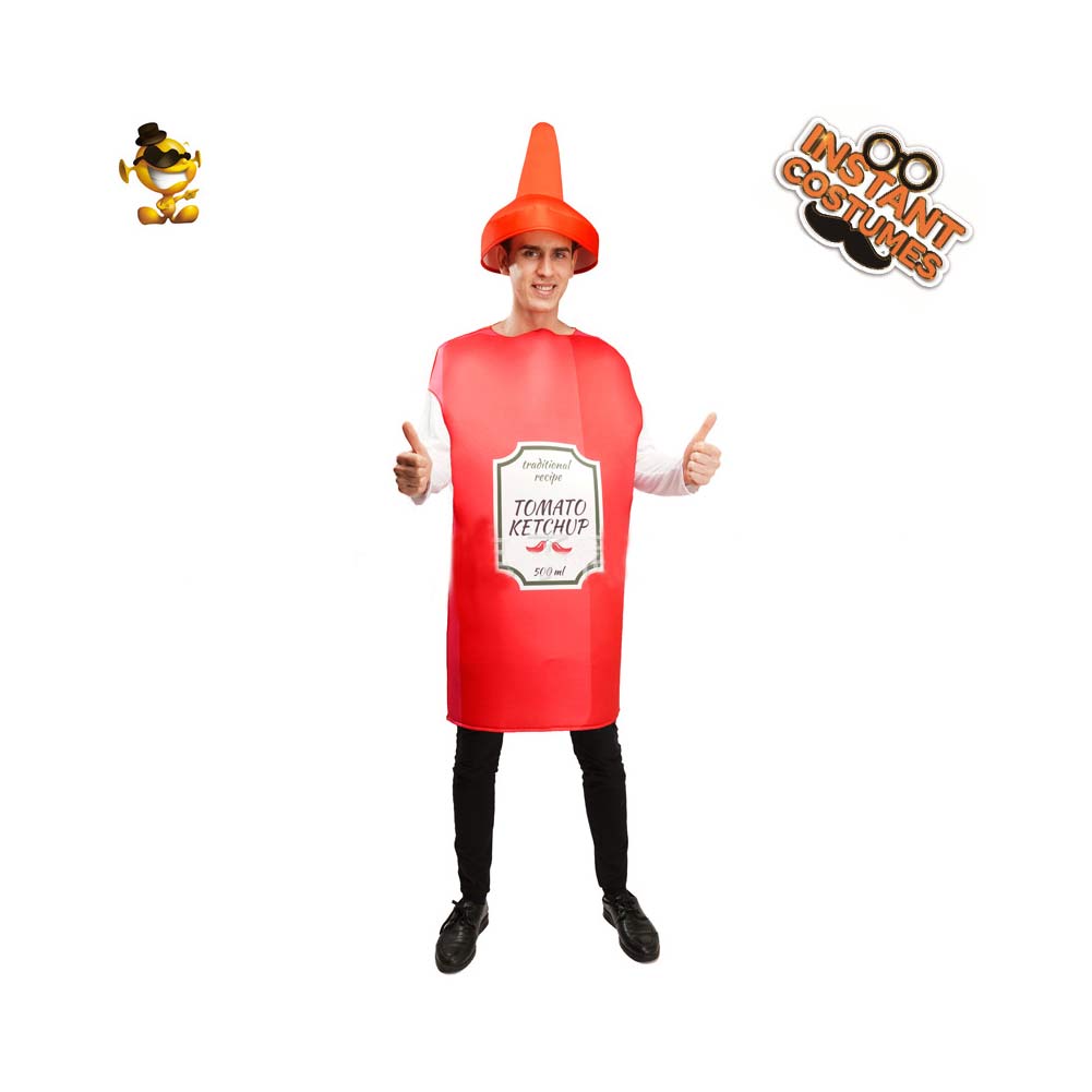 Ketchup Adult Cosplay Costume Dress Halloween Carnival Party Suit