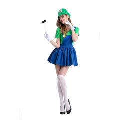 Super Mario Bros Luigi Cosplay Costume Dress Gloves Outfits Halloween Carnival Party Suit