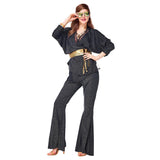 Adult Women Retro 70S Disco Sequins Nightclub Costumes Cosplay Halloween Carnival Party Dance Clothes - INSWEAR