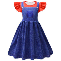 Kids Girls The Super Mario Bros. Cosplay Costume Dress Halloween Carnival Party Disguise Suit