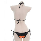 Pumpkin Bat Bikini Shorts Set Cosplay Costume Outfits Halloween Carnival Suit - INSWEAR
