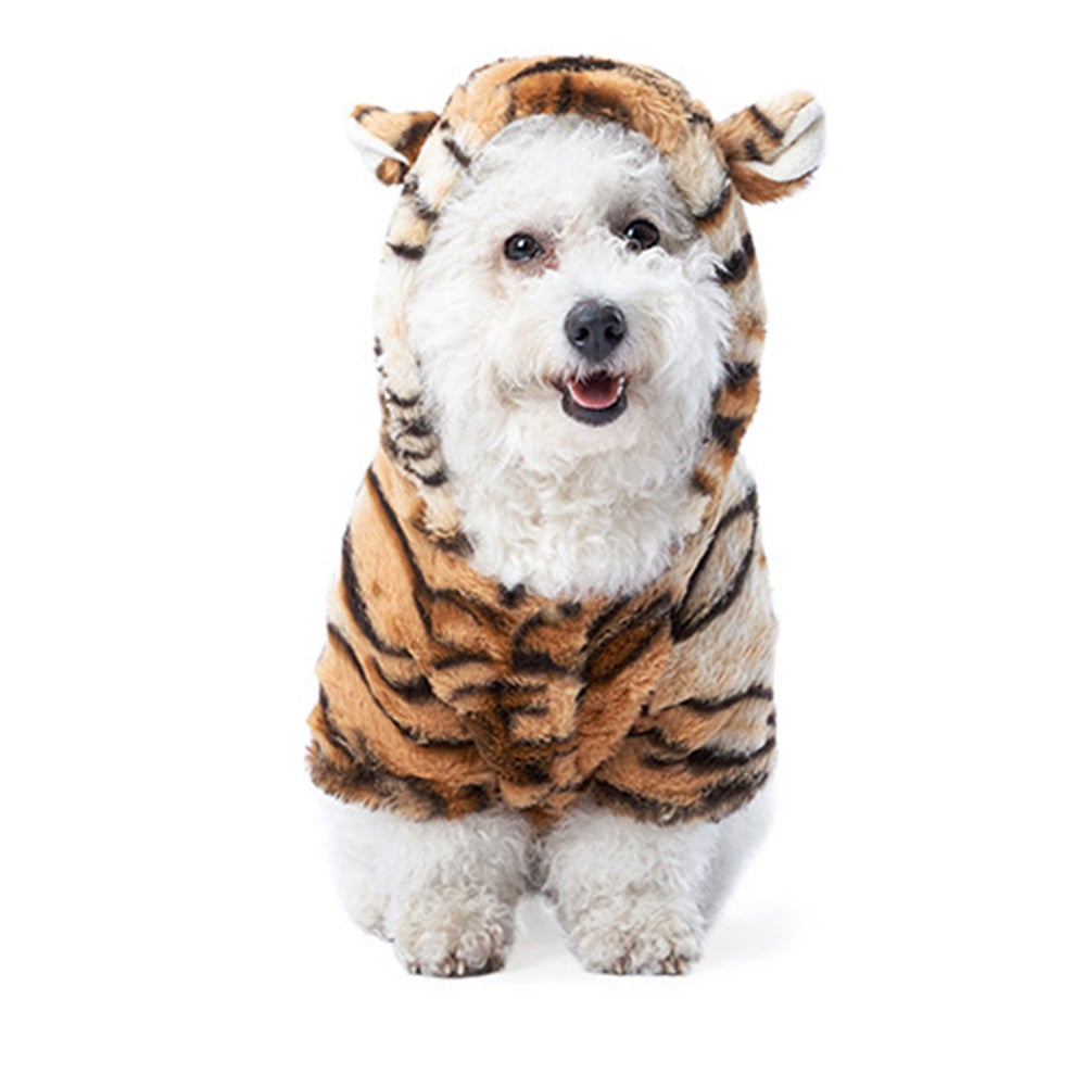 Cute Tiger Shape Pet Clothes Cosplay Soft Texture Dogs Hooded Coat Costume New Year Pets Supplies - INSWEAR