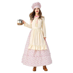 Women Halloween Pastoral Maid Costumes Coffee Pastry Chef Cook Housekeeper Dress Costume - INSWEAR